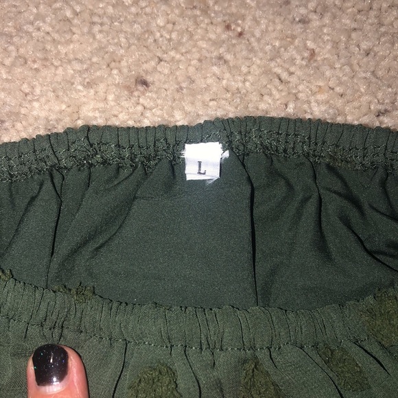 Shein Green sheer off the shoulder large top - Picture 3 of 4
